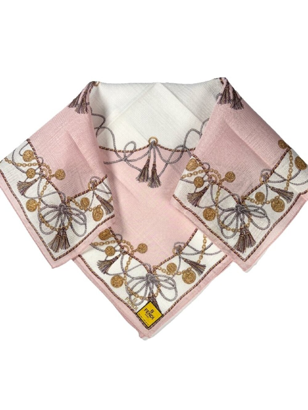 Vintage Fendi Cotton Chain Tassel Scarf NWT 19"